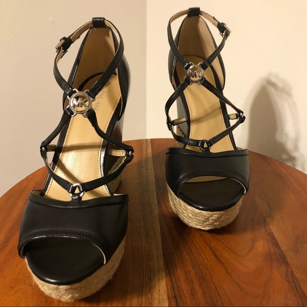 Michael Kors Black Espadrille Wedge Size 7.5 274 - Picture 6 of 9